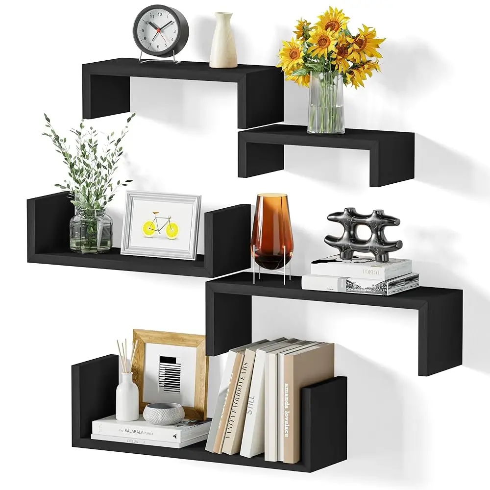 

Floating Shelves For Wall, Wall Shelves For Bathroom, Bedroom, Living Room, Kitchen, Office, Wood Shelves For Home Decor Set Of