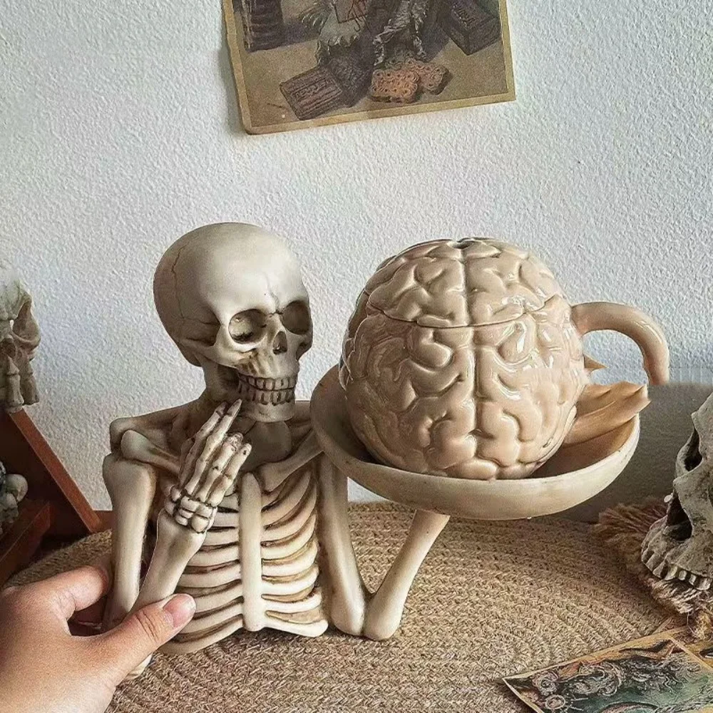 3D Brain Themed Ceramic Mug With Straw  Coffee Mug for Home, Office, or Classroom - Ideal for Students, Teachers, or Professiona