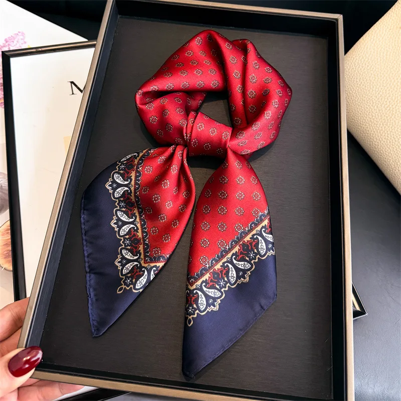 

Scarf Luxury Hijab Silk Female Square Shawl Wraps Neckerchief Headband Bandana Ribbon Headscarf Designer Foulards Femme