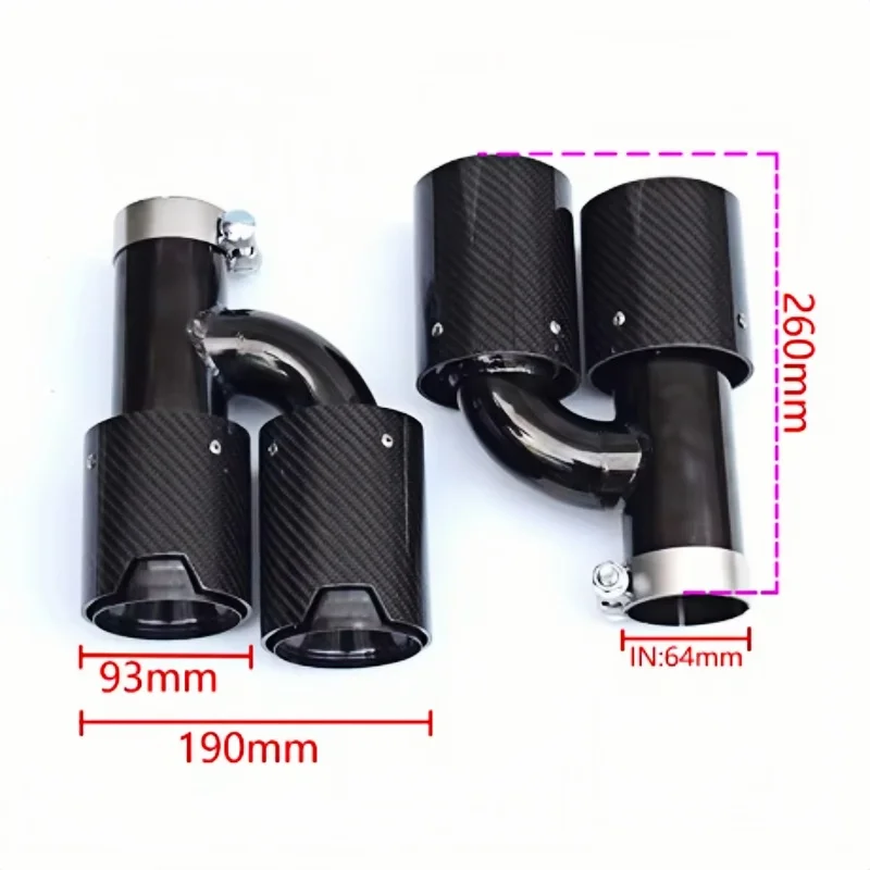 M Performance H-Type Dual Carbon Fiber Muffler Tips Pair of Black Stainless Steel Universal  Modify Exhaust Pipes for M2 M3