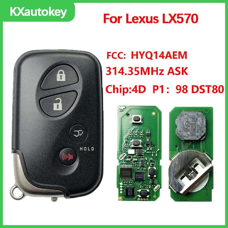

KXK052019 For Lexus LX570 2008-2016 FCCID-HYQ14AAB E-Board 0140 314.35MHz ASK Chip-4D P1 94 DST40 High Matching Smart Remote Key
