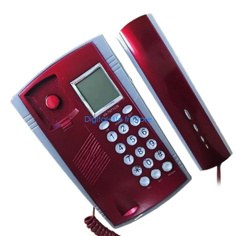 E06D KX~071 Desktop Corded Telephone LED Display Fixed Landline Phone Call Memory Last Number Redials Wall Mountable