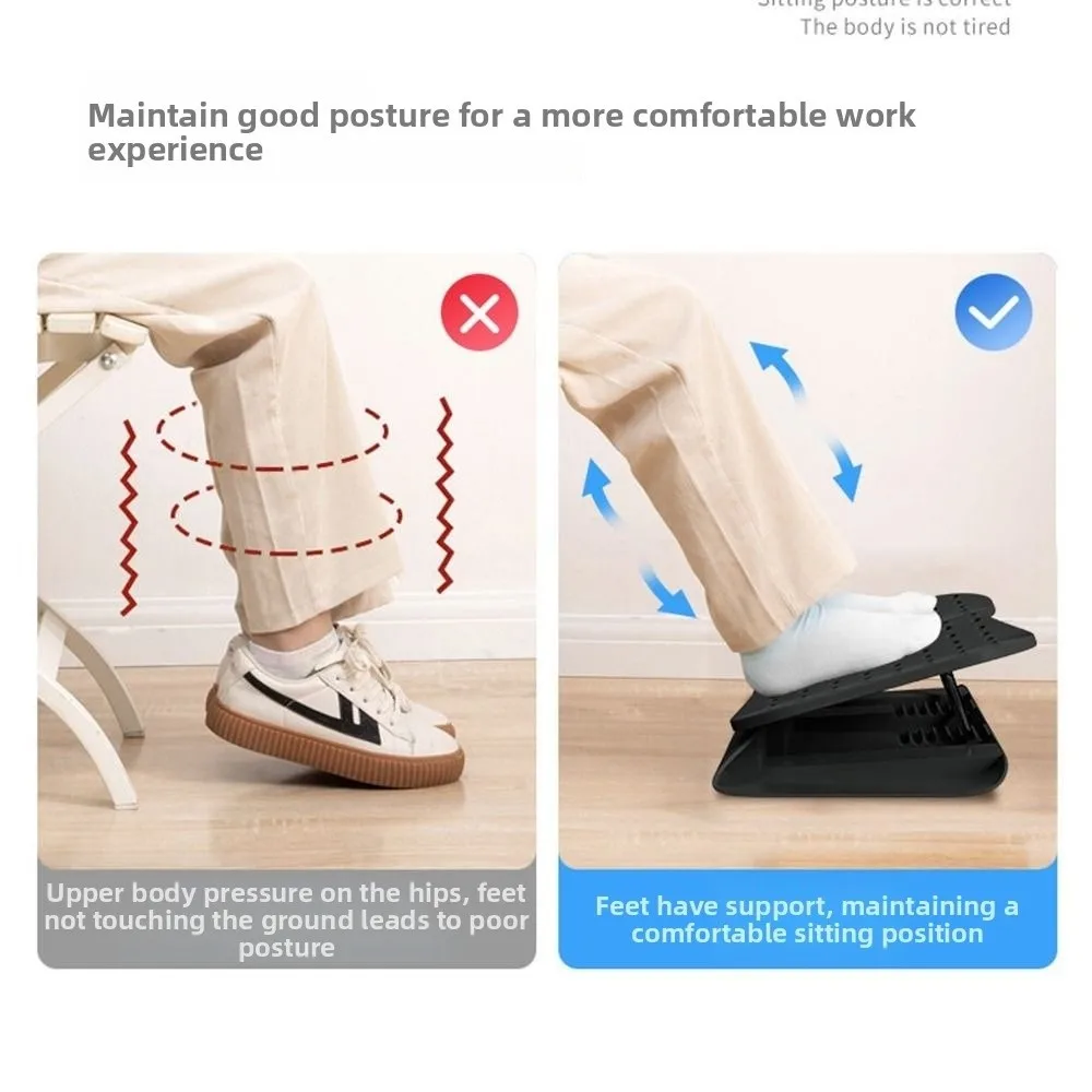 Ergonomic Under Desk Footrest Nonslip Bottom Hollow Out Office Desk Leg Rest Comfortable Breathable Adjustable Footstool JJ1777