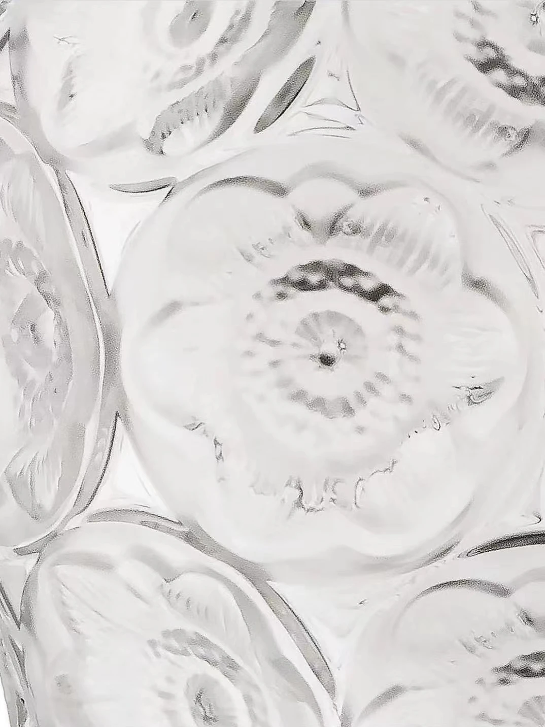 Frosted Embossed Crystal Glazed Collection Silver Lotus 
