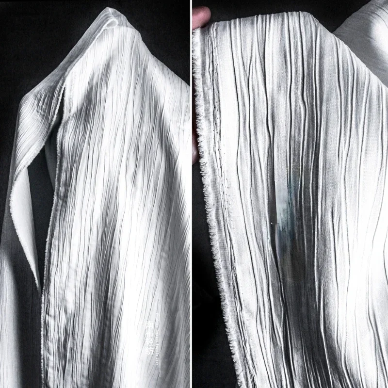 

Белый жаккардовый плиссированный костюм неправильной формы, ветровка, дизайнерская одежда, ткань для шитья своими руками на метр, полиэстер