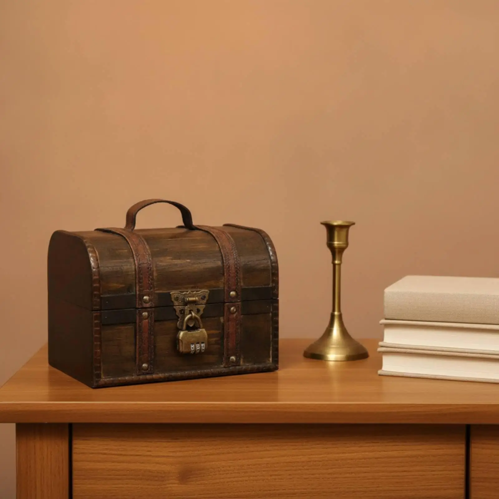 Vintage Wooden Storage Chest with Lid for Jewelry Organizer Antique Decorative Keepsake Box
