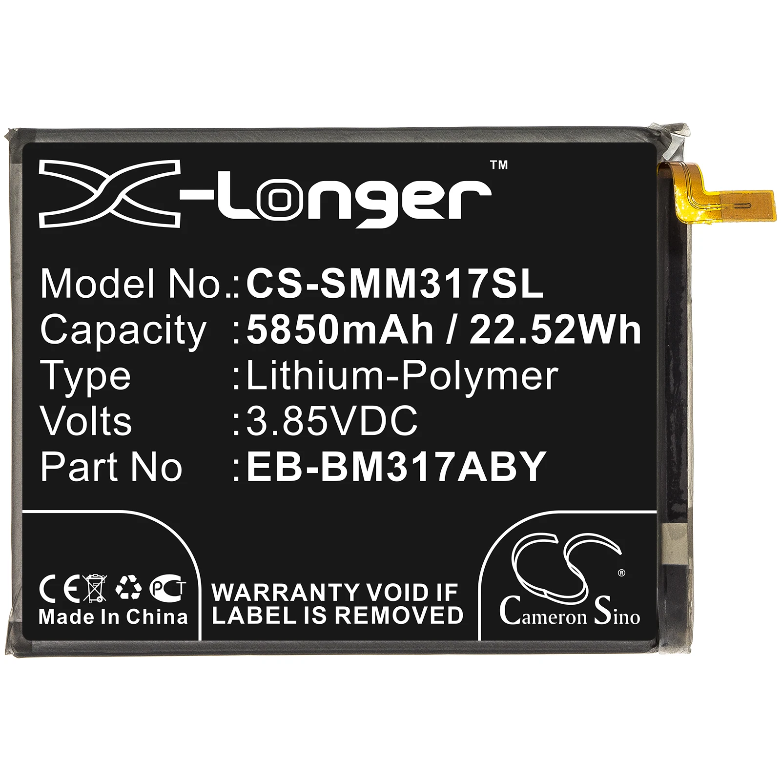 Batterie Li-Polymer Mobile, SmartPhone pour Samsung, 3,85 V, 5850 mAh, Modèles compatibles : Galaxy M31, Galaxy M31s, SM-M317F