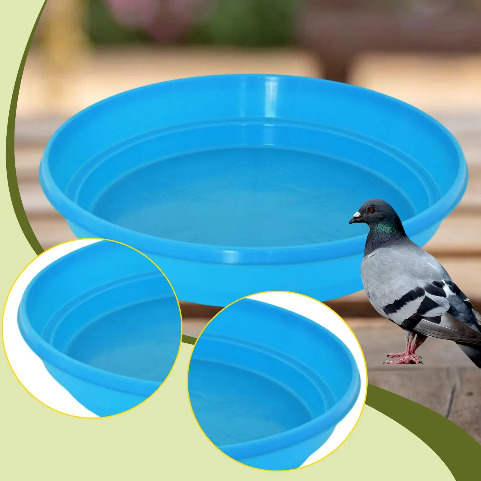 

Garden Bird Bath Durable Plastic Water Basin Bird Pool Outdoor Bird Shower Bath for Balcony Yard Lawn