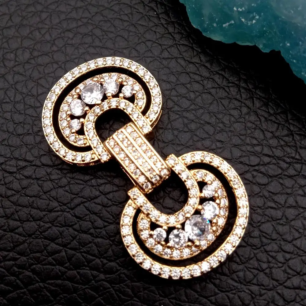 

5 Pcs 17x35mm Cubic Zirconia Pave Clasp Electroplated Jewelry DIY