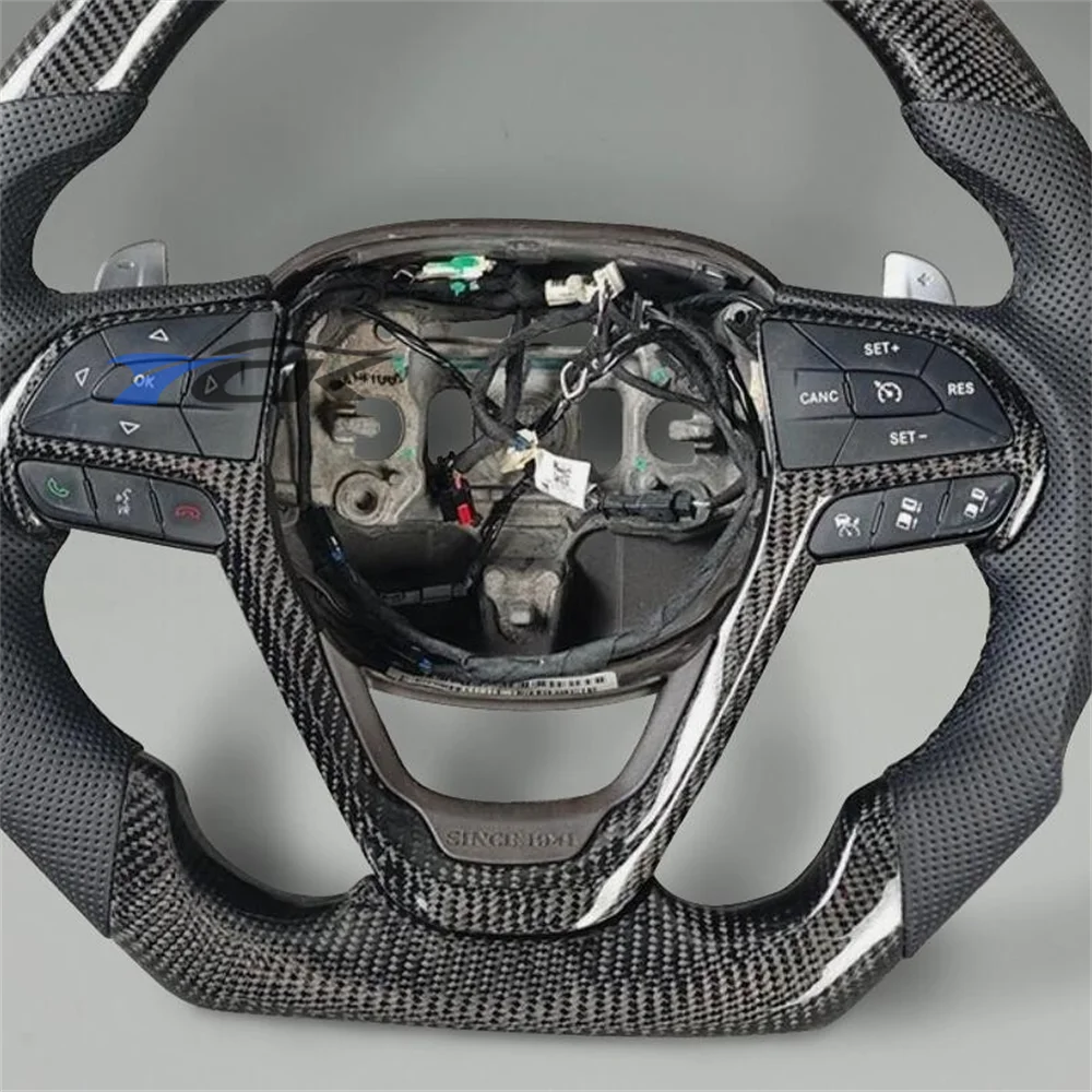 Steering Wheel For Jeep Grand Cherokee 2014 2015 2016 2017 2018 2019 2020 2021 Carbon Fiber Black Leather Car accessory