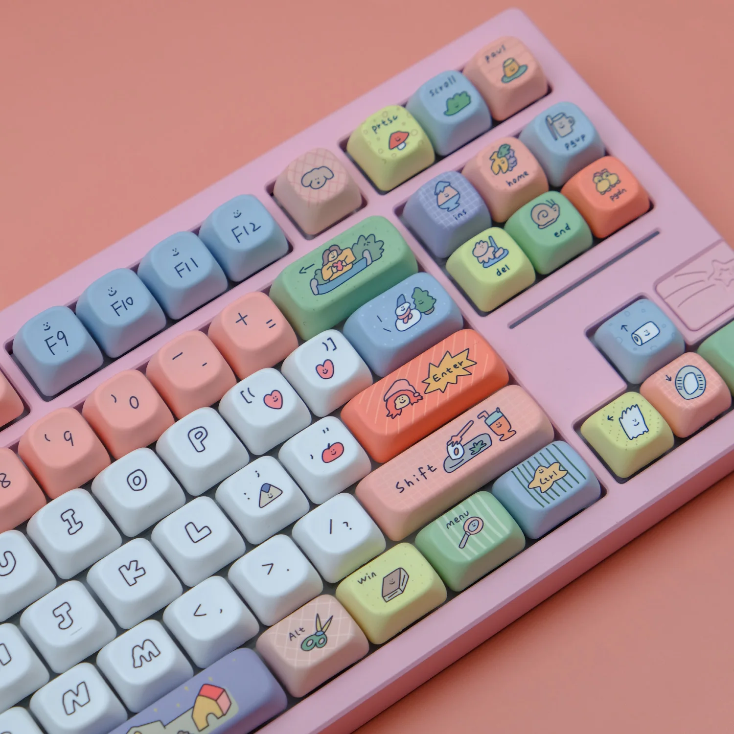 146 Keys/Set Cute Smiley Face Keycaps XDA Profile PBT Anime Game Keycaps for DIY MX Switches Minimalism Mechanical Keyboard Caps