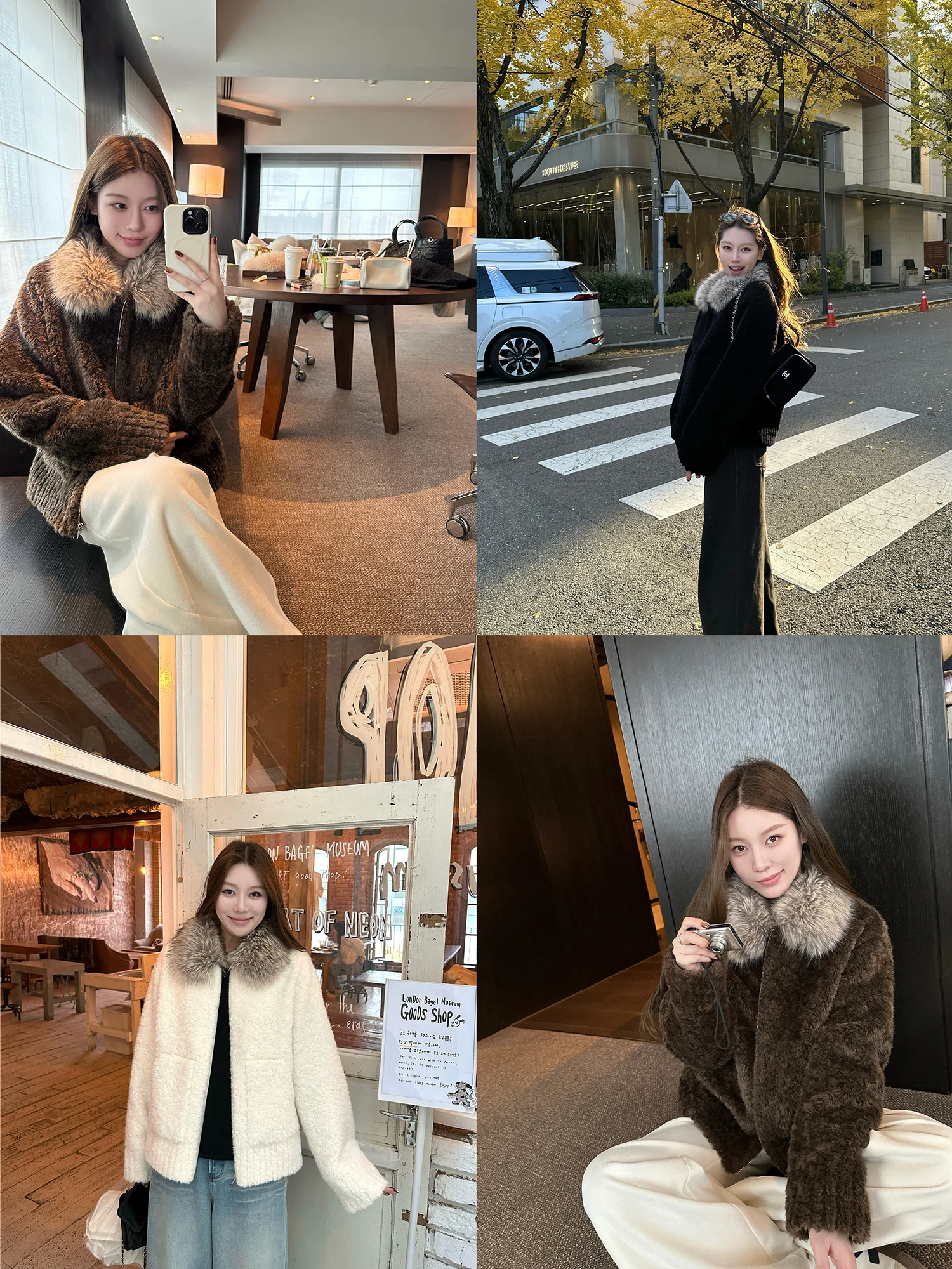 大宝西高密度粒子グラデーションフェイクファー襟エコフレンドリーラムファー ジャケット レディース 冬用アウター カジュアルスタイル ジッパー開閉