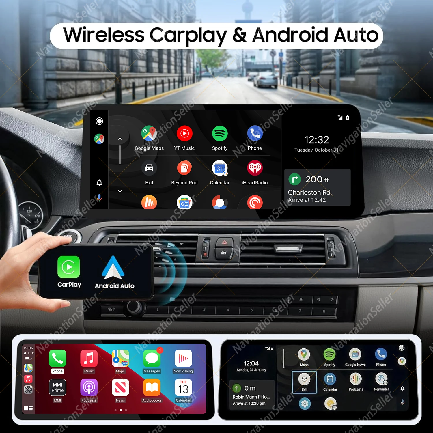 

12.3" Wireless CarPlay Android Auto Car Radio Multimedia Player Linux Display Screen For BMW 5 Series F10 F11 2013-2016 NBT