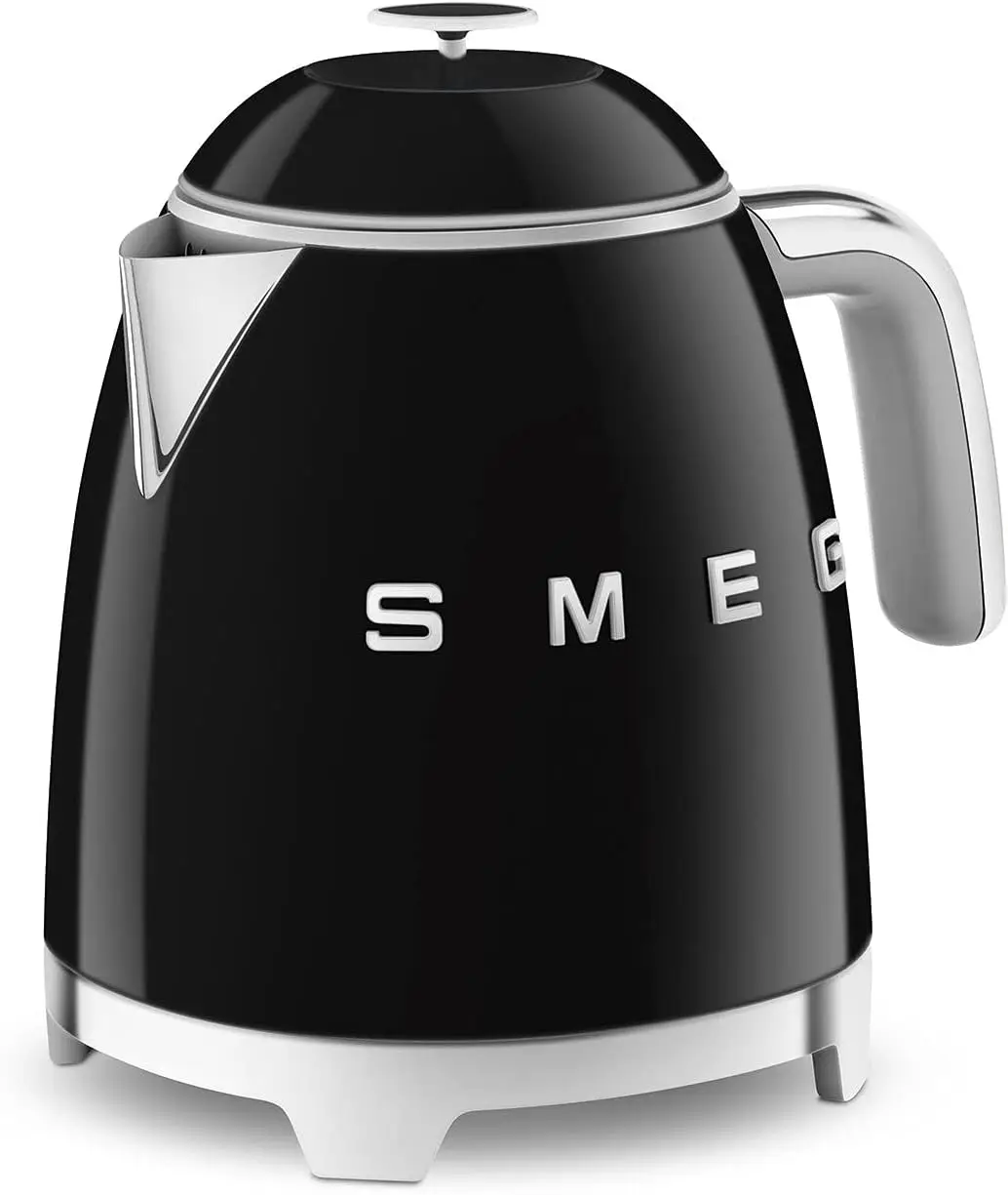 Mini 50's Retro Style 3 Cup Electric Kettle with Double Wall Anti Slip Base and Water Level Indicator (Black)