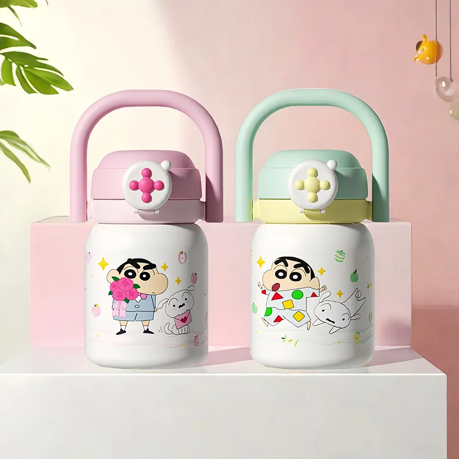 Crayon Shin-Chan Insulated Cup, Baby-Grade 316L Stainless Steel, Insulated Hot and Cold Water Bottle, Direct Drinking Straw Cup, Dual-Use Children's School Water Bottle, High-Value New Model