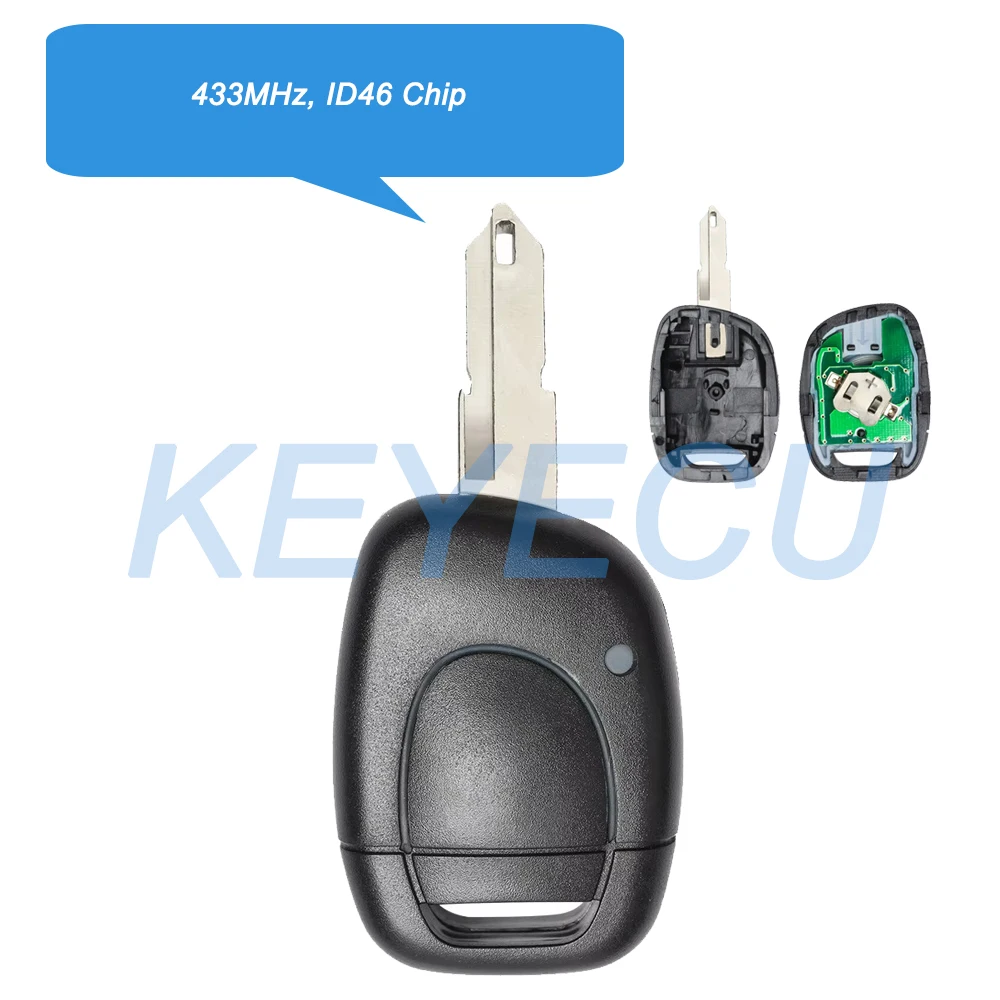 

Запасная деталь Keyecu с 1 кнопкой 433 МГц и чипом PCF7946 для Renault Clio 2 2002-2008, для Kangoo 2002-2004