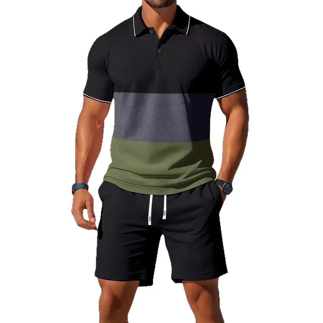 طقم تي شيرت كاجوال بألوان متباينة irt ort Sve للرجال موسم الصيف ألياف البوليستر مادة أخرى 00% #5