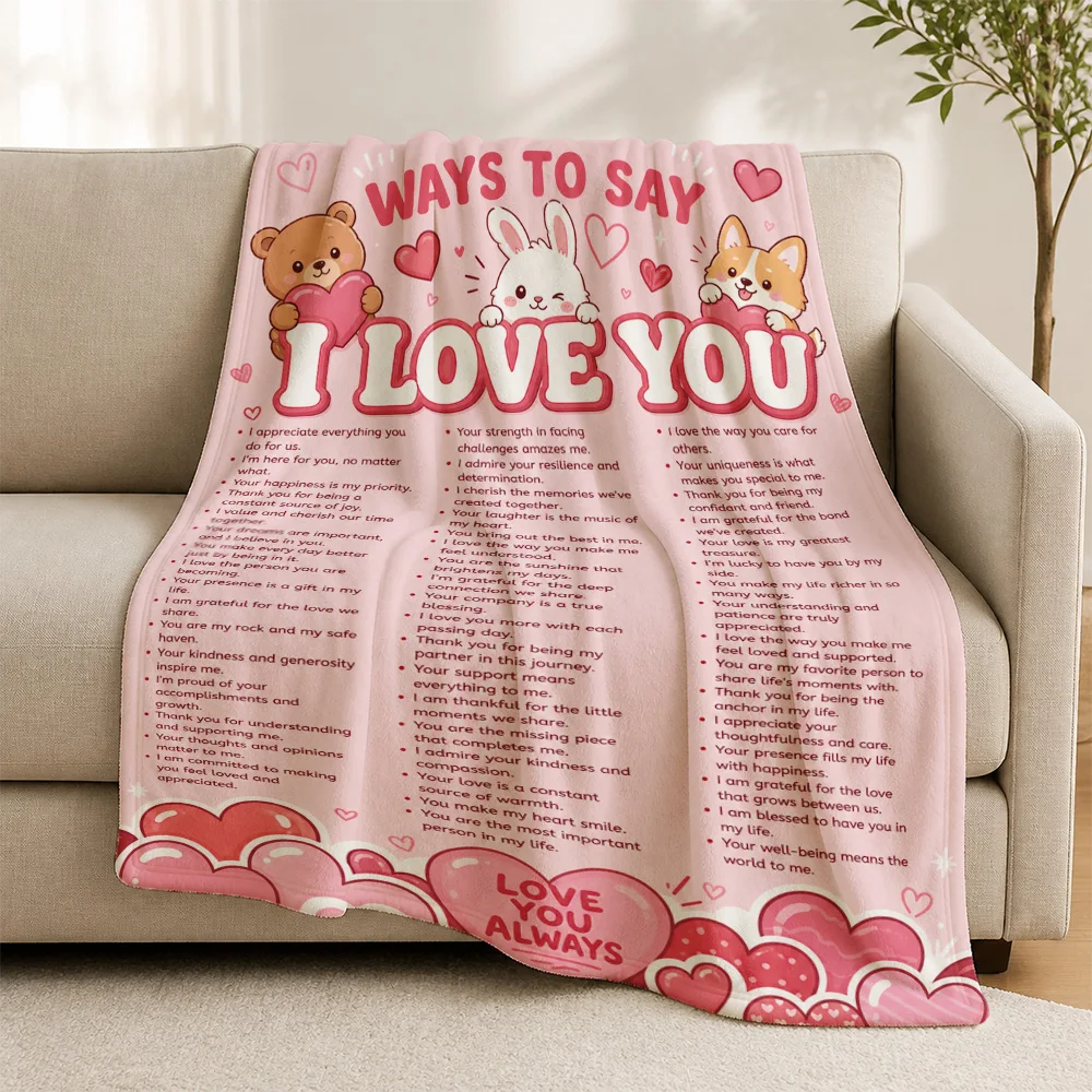 Cozy Throw Blanket Sofa Decor Knit Throw Plush Love Ways To Say I Love You Gift for Her Anniversary Valentine's Day Home Decor