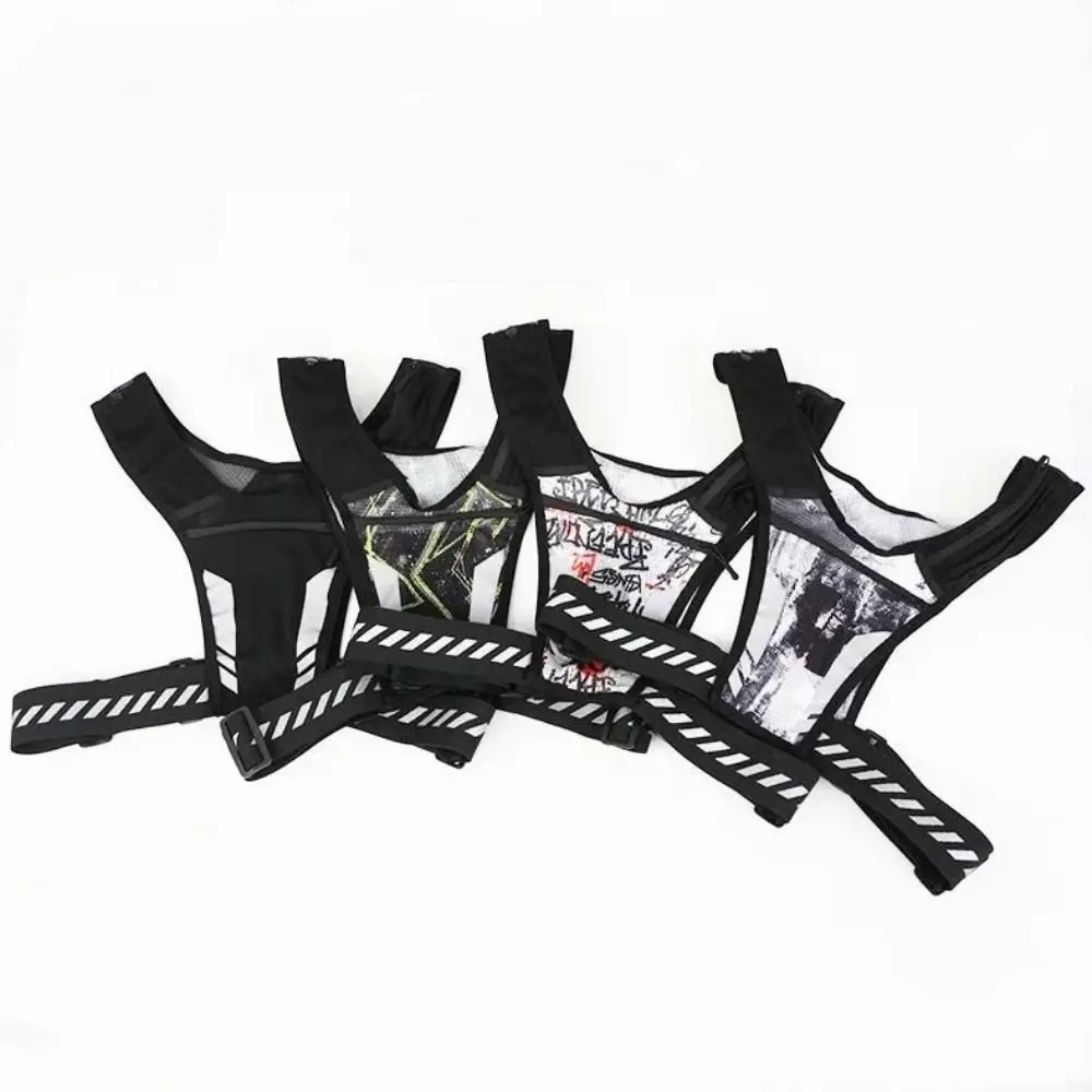 

Lightweight Reflective Running Backpack Adjustable Strap Cards Bag Sports Running Vest Breathable Zipper Pocket