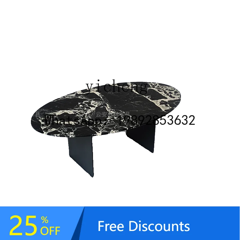 

Light Luxury High-Grade Black Oval Marble Coffee Table Living Room Sofa Coffee Table Designer