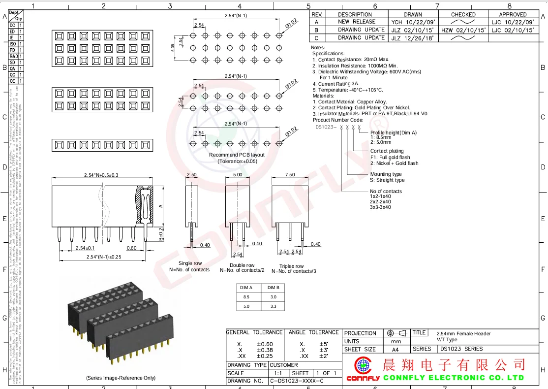 

300 шт. разъем Connfly, новые детали DS1023-2*5SF11