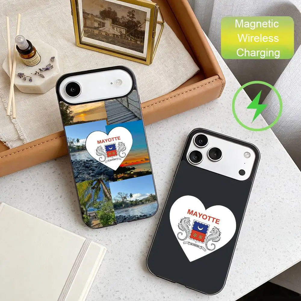

Nation Fllag Mayotte Phone Case For iPhone17,16,15,14,13,12,11 Plus,For Magnetic Wireless Charge Cover