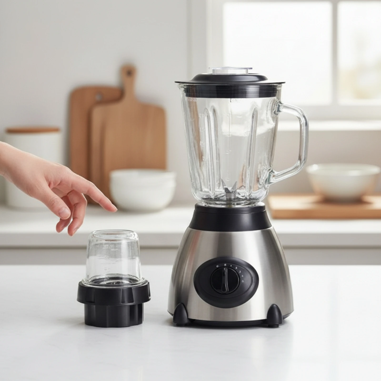 Countertop Blender Brushed Blender with Glass Jar Appliance Powerful Food-Safe-Unadulterated for Kitchen