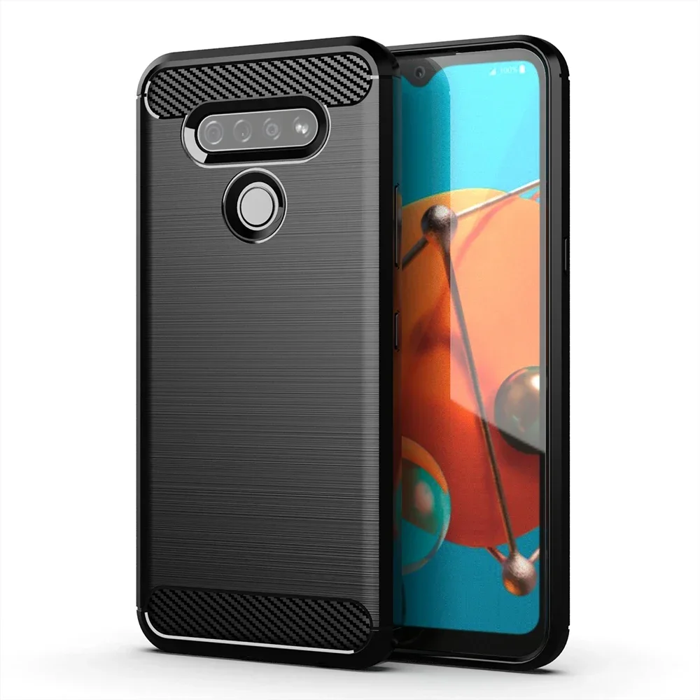 Shockproof Phone Case For LG K51 Q51 Q60 K50 X6 K12 MAX Soft TPU Silicone Rugged Bumper Carbon Cover Q51