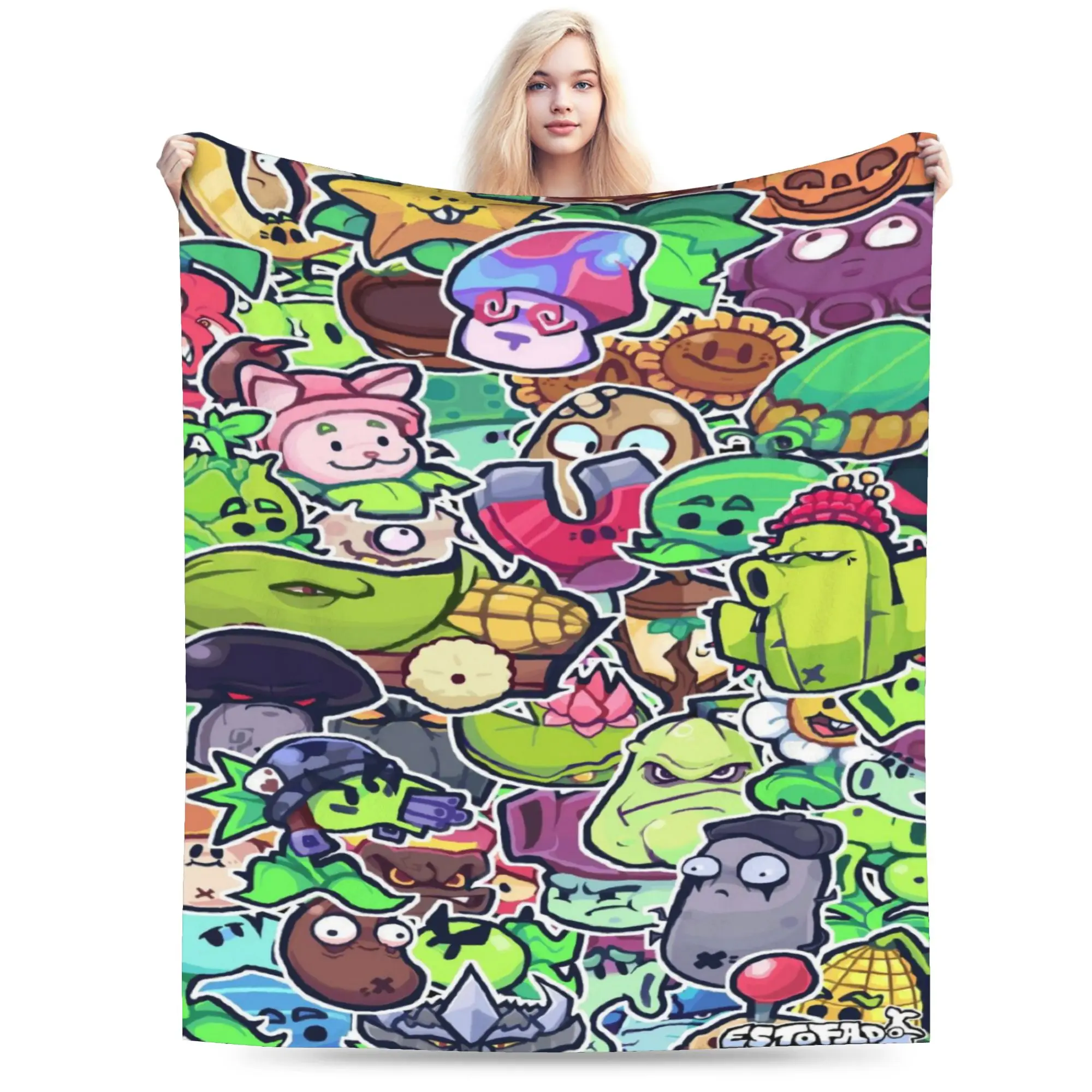 P-Plant--Z-Zombie Blanket Multi-size Super Soft Cozy  Throw Blankets for Couch Sofa and Bed