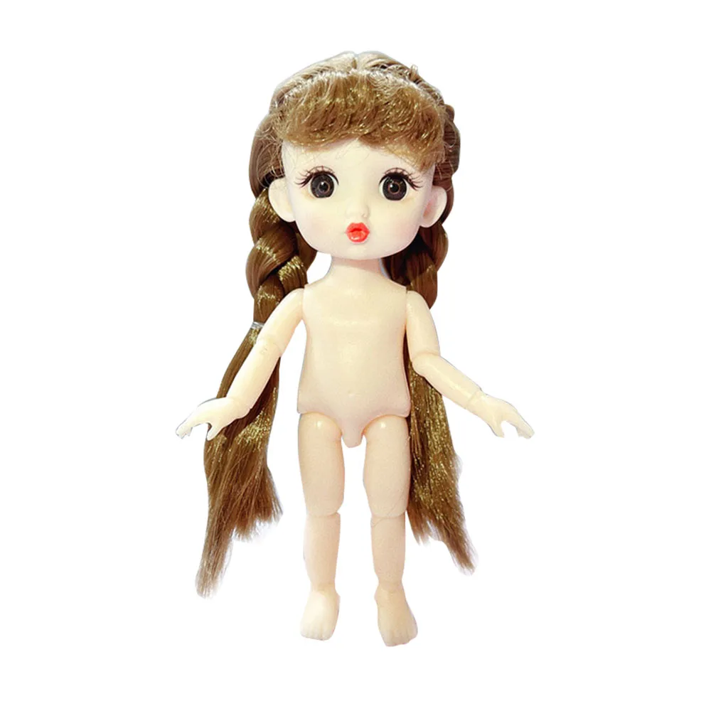 Muñeca articulada bjd 1/8 con cabeza y zapatos para niños, juguete de cuerpo desnudo, 13 articulaciones móviles, ojos grandes encantadores, 17 cm