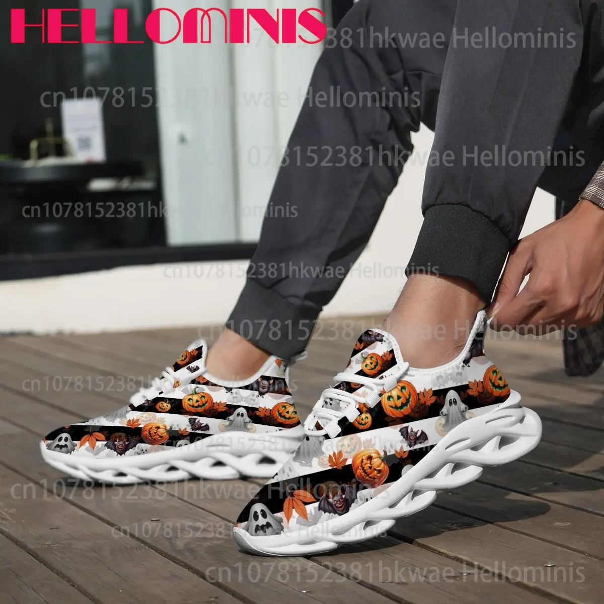 Unisex Halloween Party Sport Shoes for Party Daily Wear Pumpkin Ghost Bat Pattern Light EVA Outsole Breathable Footwear