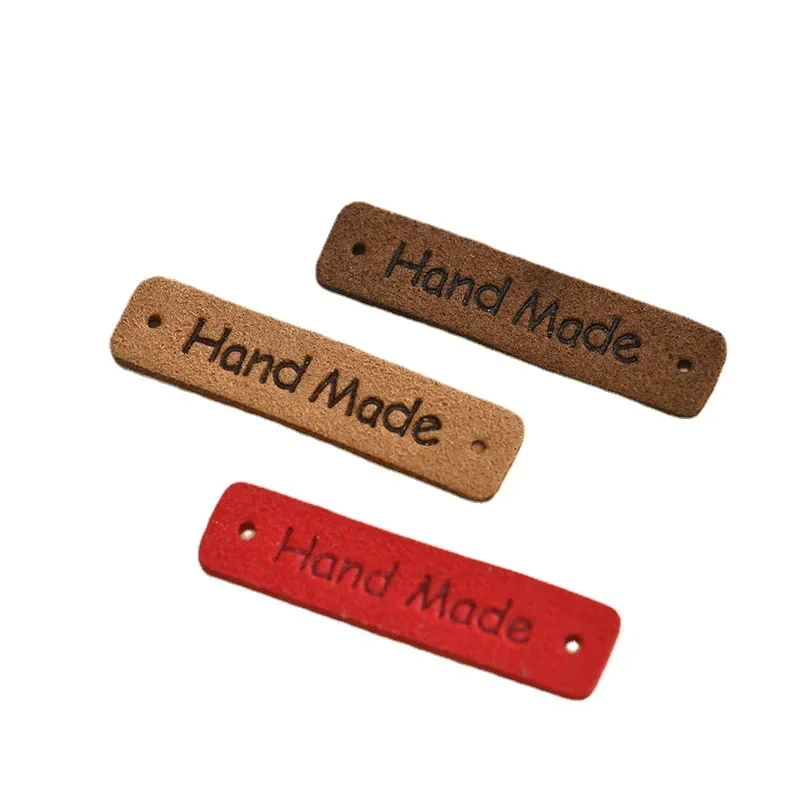 20pcs/lot 1*4cm Handmade PU Leather Tags Color Sewing Labels For Bag Needlework Decoration DIY Hats Bags Garment Accessories