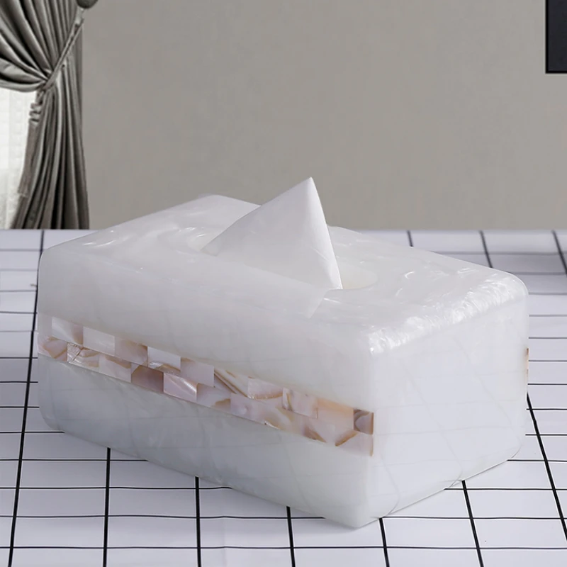 

Chinese Style Light Luxury Tissue Box Living Room Restaurant Hotel High-end Household Shell Napkin Storage Holder