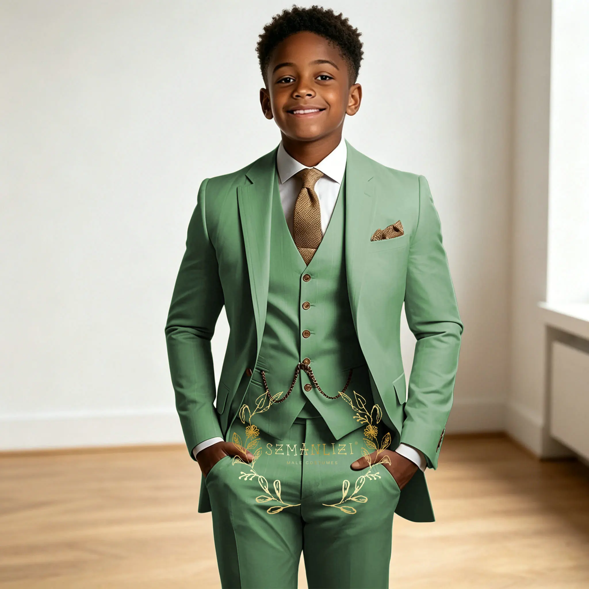 

Suit for Boys Fashion Formal Flower Boys Wedding Tuxedos 3-Piece Set (Jacket Pants Vest) Party Slim Fit Suit Kids Clothes
