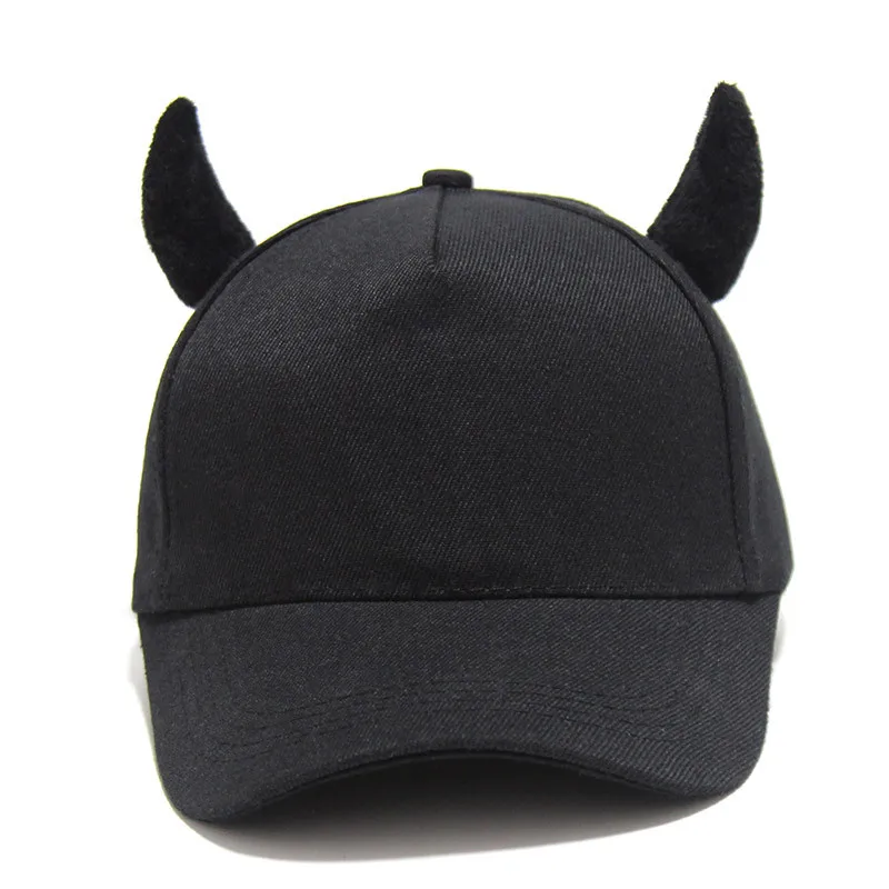 Halloween Novelty Devil Ox Horn Hip-Hop Baseball Cap Cosplay Sunscreen Holiday Party Snapback Funny Hat