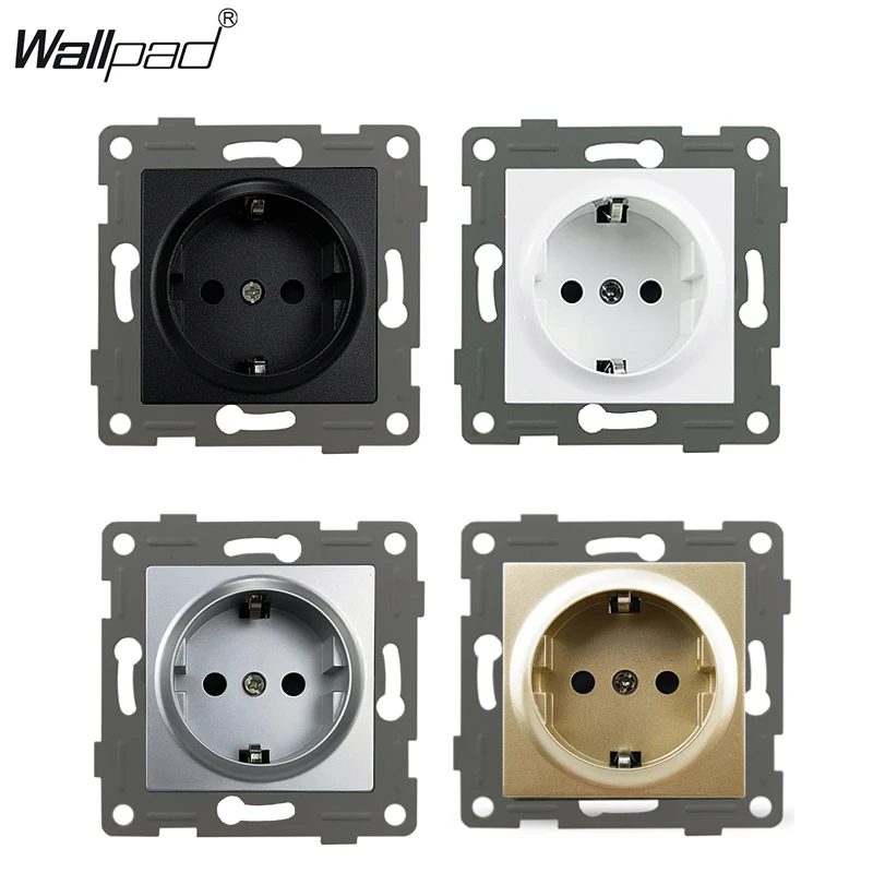 Wallpad Fireproof EU European German Russia Wall Electrical Power Supply Socket 52*52mm Metal Plate Claws Back for EU Round Box