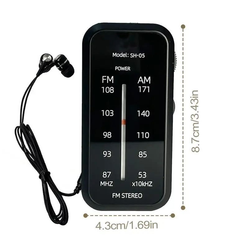 راديو ستيريو FM للجيب يعمل بالبطارية على الموجات القصيرة راديو جيب FM راديو محمول للطقس راديو ترانزستور ستيريو مع ظهر