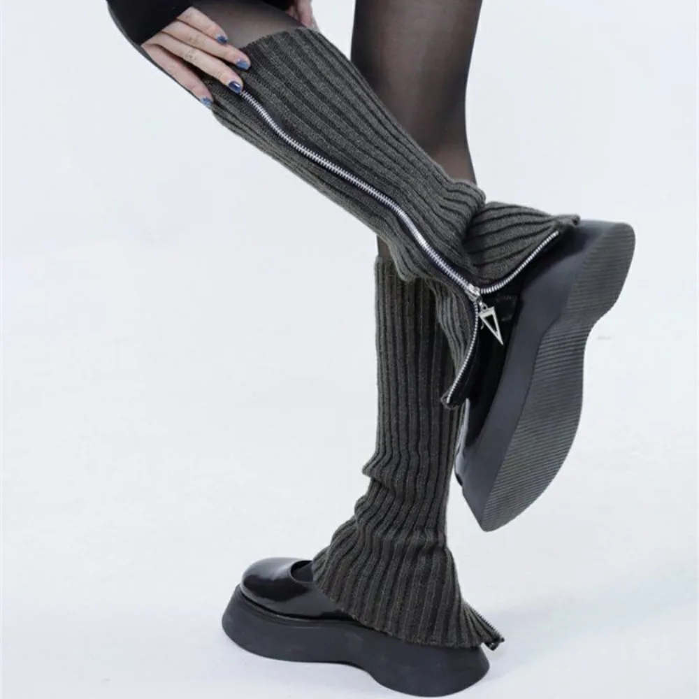 

New Fall/Winter Women's Y2K Long Leg Warmers - Warm and Versatile JK Knit Zipper Over-the-Knee Boots Knit Calf Socks