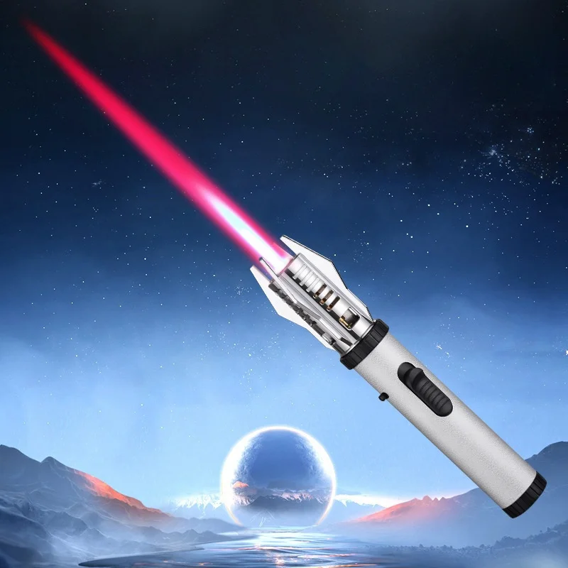 (Without Built-in Butane Gas)1pcs Special-shaped Windproof Butane Torch Lighter with Adjustable Flame & Lock Switch, 360° Use, Turbine Torch Jet Lighter Ignition Gun, Camping Barbecue Welding Supplies, Perfect for Culinary, Christmas, Father's Day