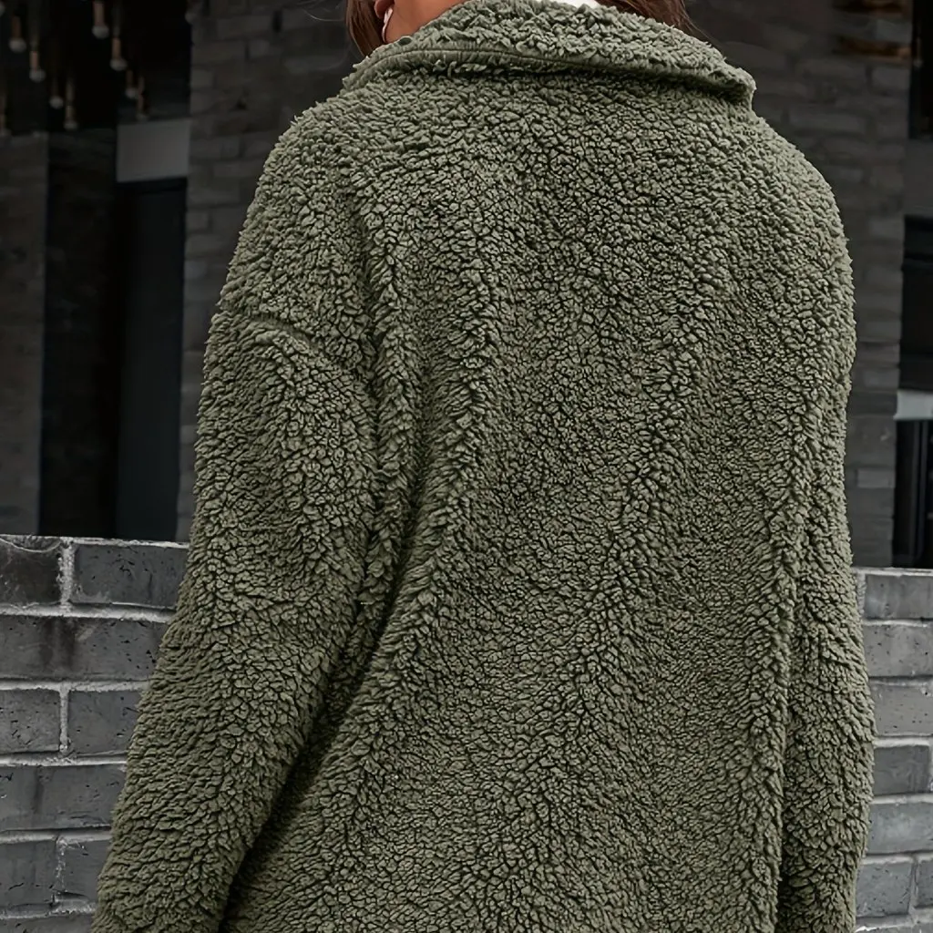 

Women's Casual Loose Velvet Jacket with Zipper Fur Laps Lamb Thickened Bubble Velvet Outerwear European American Style