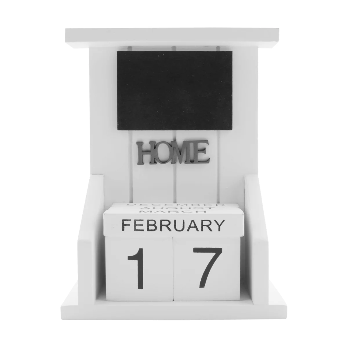 Wooden Desk Block Calendar-Perpetual Calendar Month Date Display Home Office Decoration (White)