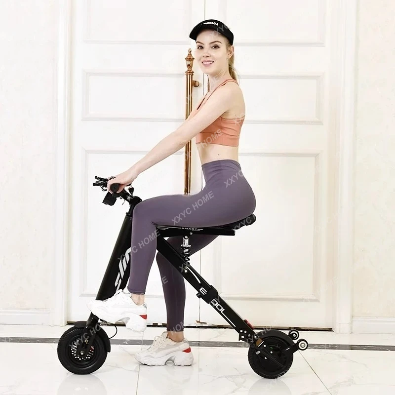 JJPortable Folding Small Tram, Ultra-light Lithium Battery Adult Two-wheeled Scooter
