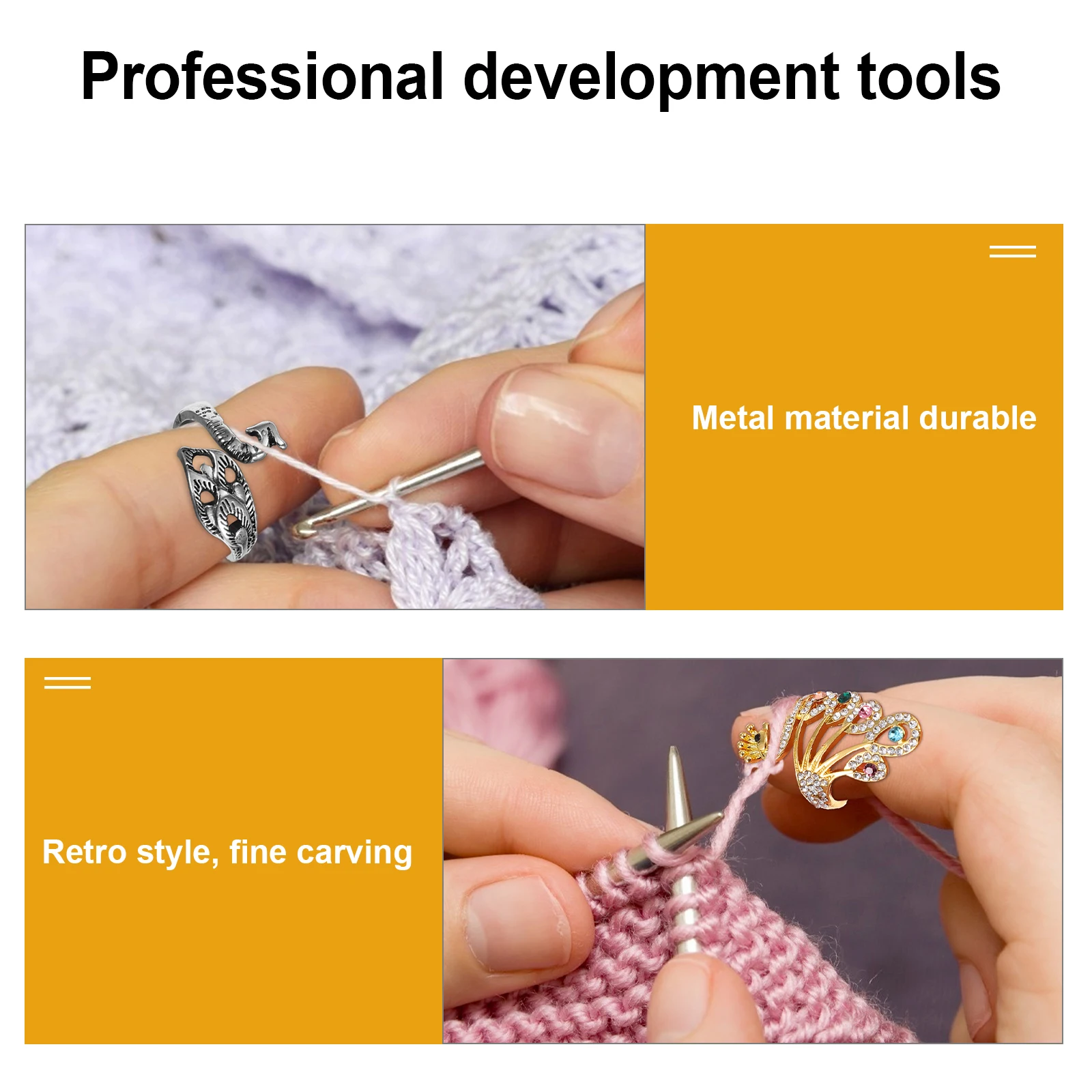 

6 Pcs Finger Knitting Ring Yarn Guide Crochet Loop Rings Sturdy Durable Material Easy Wear Sewing Tool Supplies