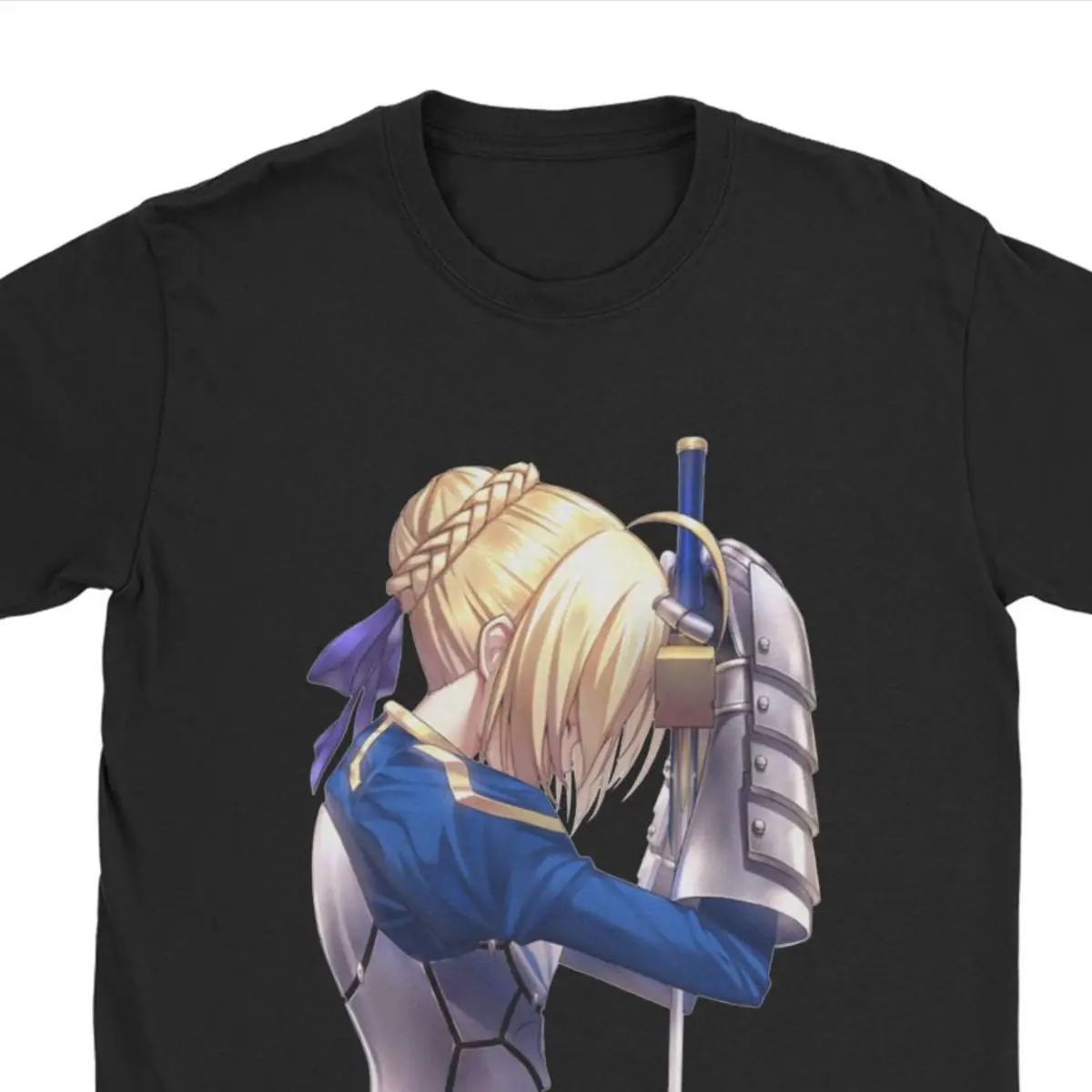 Saber Lament Men\'s Tee Shirt Fate Stay Night Fgo Anime Novelty Tee Shirt O Neck T Shirts Cotton Unique