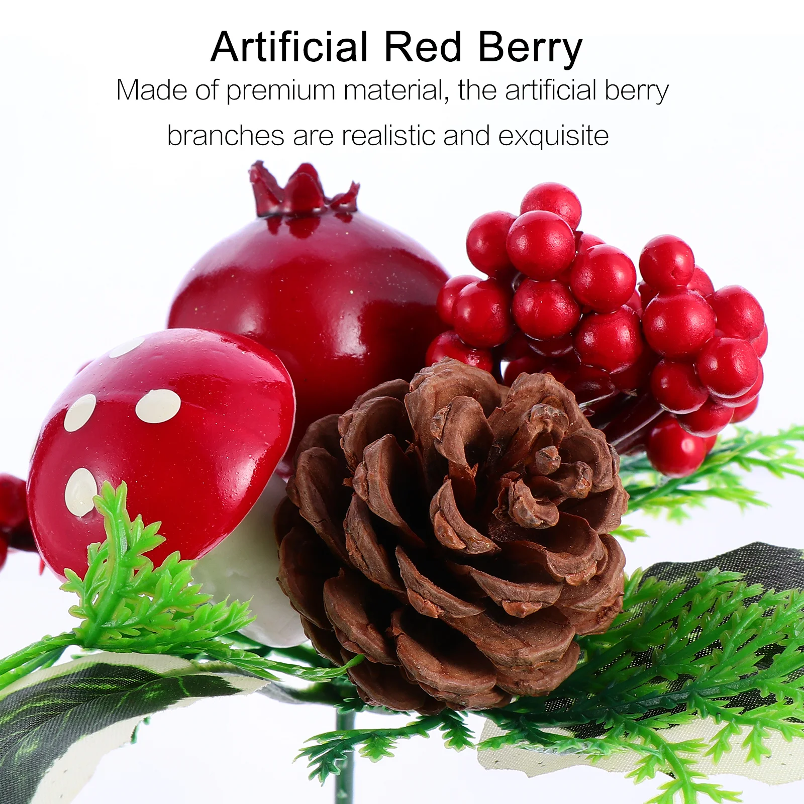 

5Pcs Christmas Berry Fake Flowers Winter Holiday Floral Picks Artificial Branches for Tree Decorations