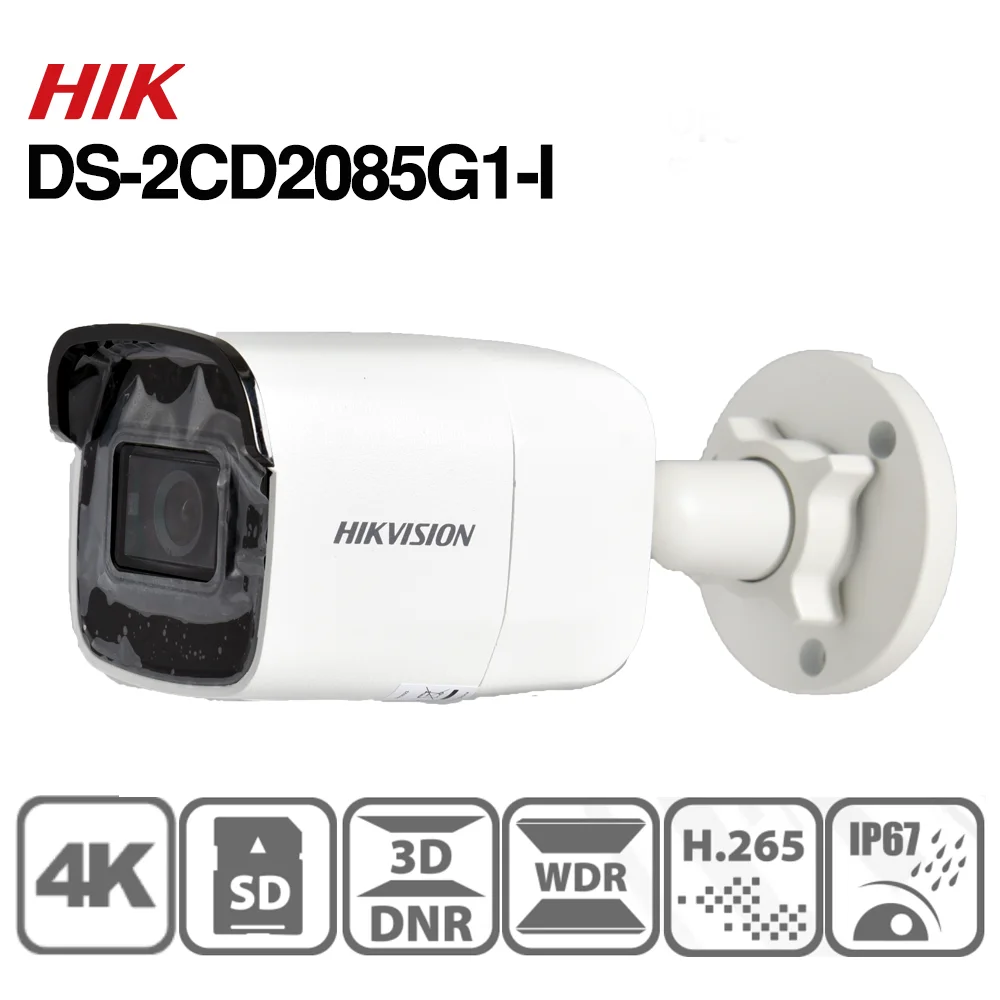 Hikvision 오리지널 IP 카메라 DS-2CD2085G1-I, 4K 불릿 POE 네트워크 CCTV, 금속 소재 SD 카드 슬롯, Darkfighter 구동, 8MP