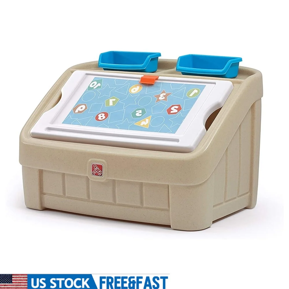 

2 In 1 Toy Storage Box Art Lid Plastic Toy Chest Kids Furniture Creative Writing Surface Art Clips 4 5 Cubic Feet