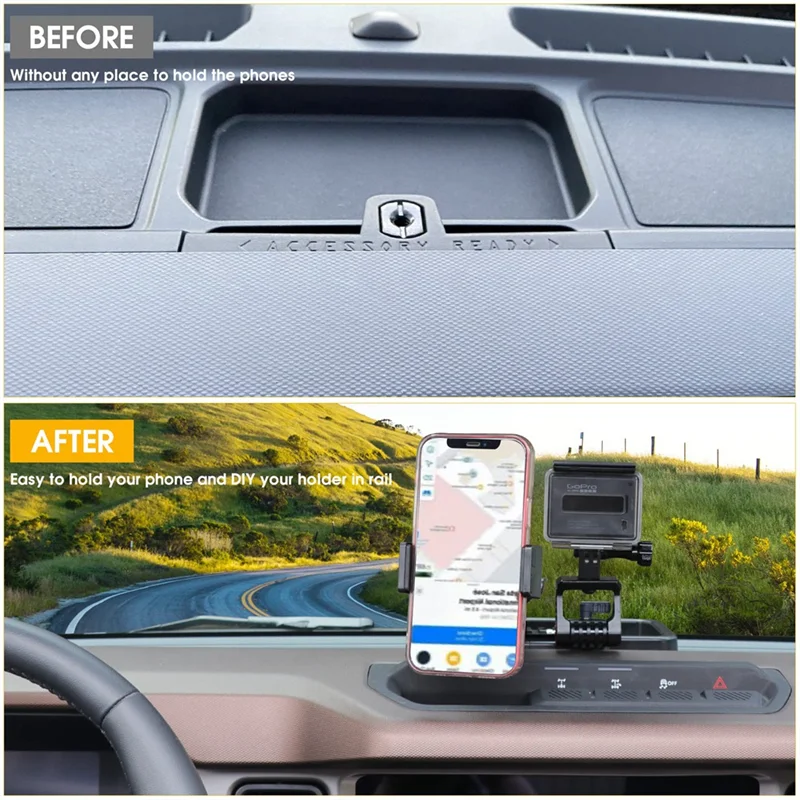 

AW-Dash Phone Mount With Slide Rail For Ford Bronco 2021 2022 2023 Replacement , Compatible With For Gopro And Smart Phone