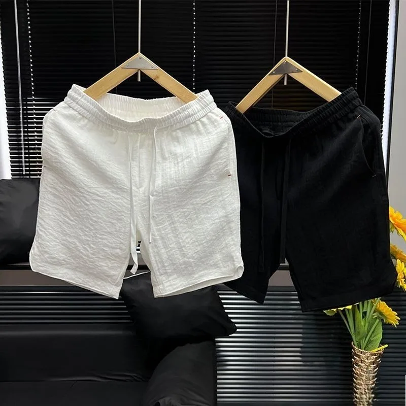 Men's Linen Shorts Beach Breathable Loose Straight Leg Casual Shorts  Lace-up Drawstring Cooling Quick-drying 5-Points Pants