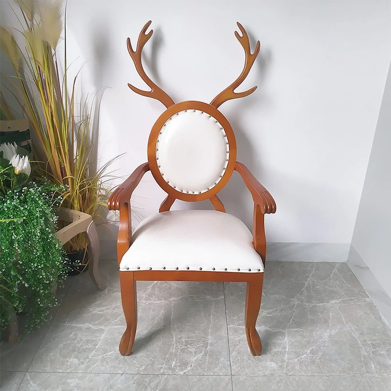 American solid wood dining chair creative with armrests book chair children's chair leather soft bag leisure